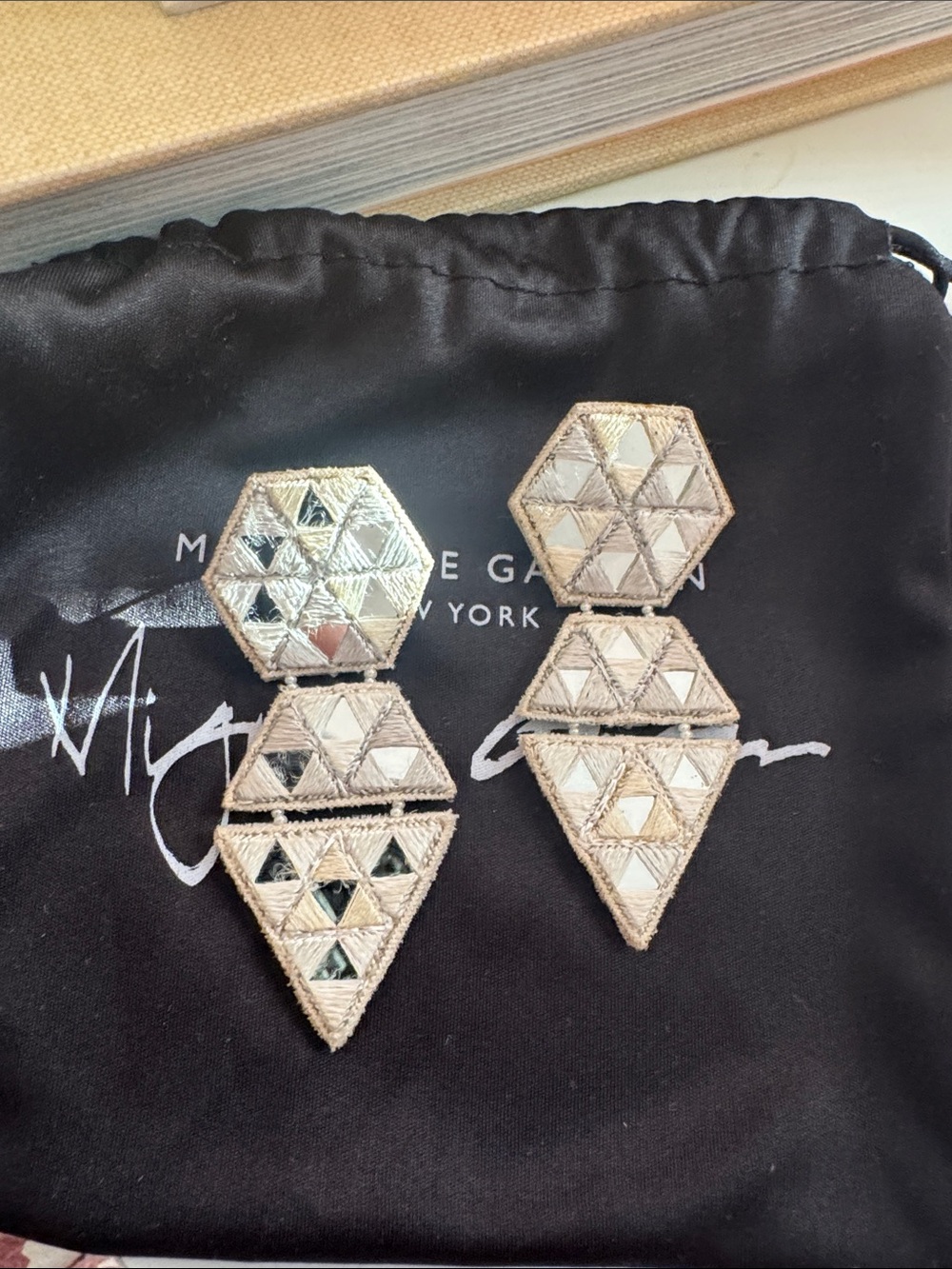 Mignonne Gavigan  and Silver Geometric Mirror Drop Earrings